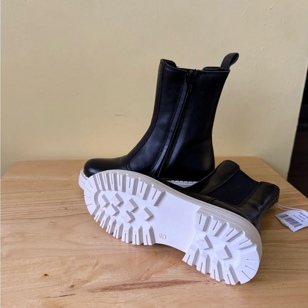 Nano Black and White Ankle Boots with Chunky Platform size29 for girls